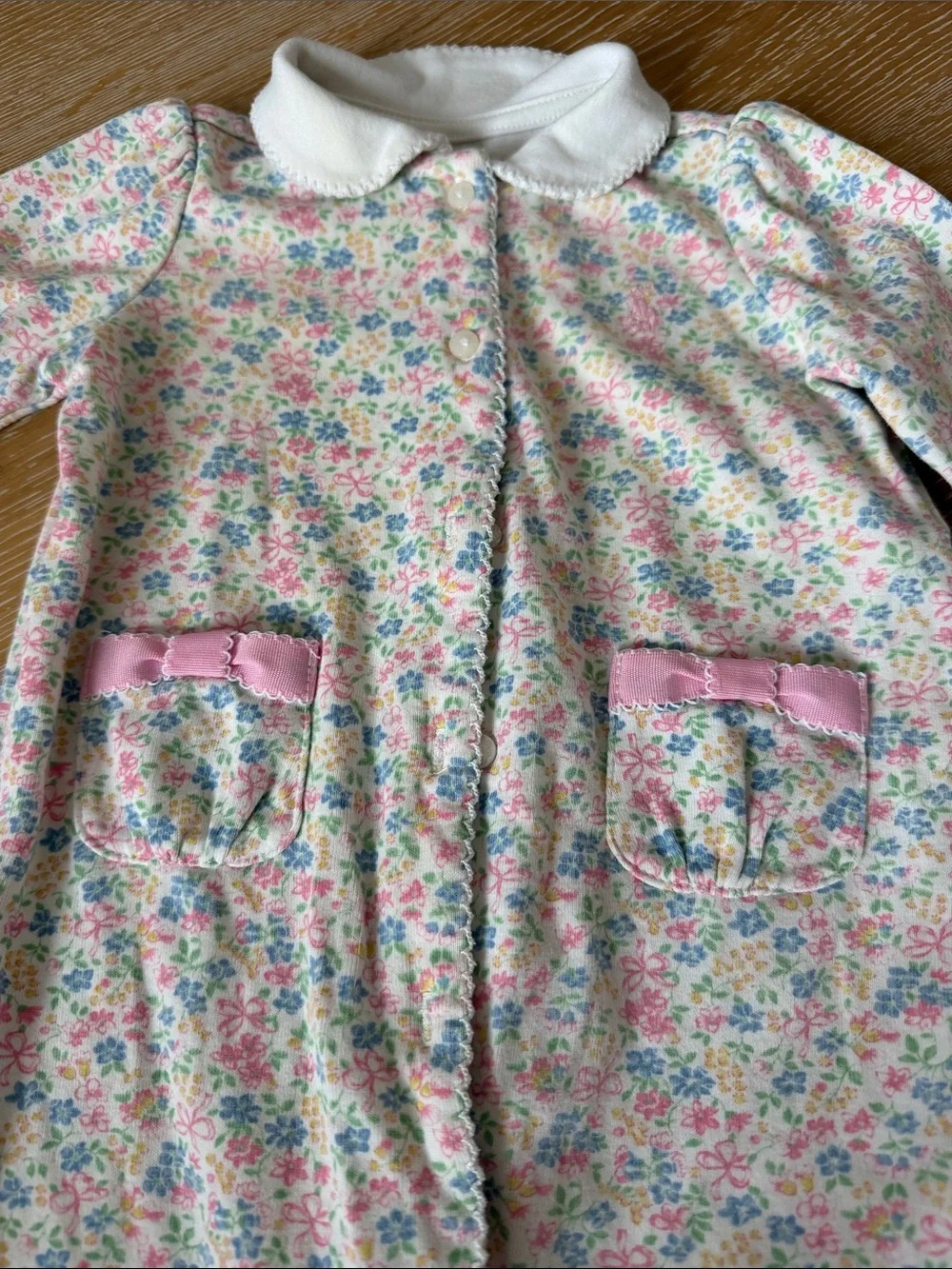 Ralph Lauren Floral Pink & Cream Baby One-Piece Romper